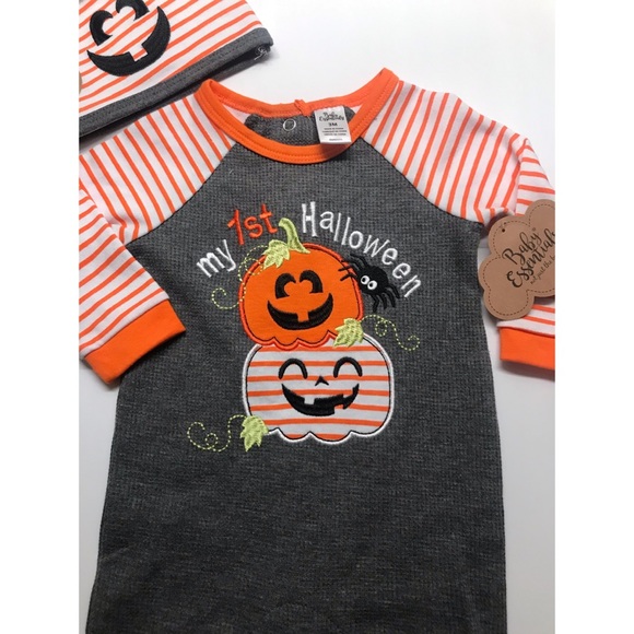 MY 1ST HALLOWEEN BABY FOOTSIE COSTUME & HAT SIZE 3 Months - Picture 3 of 6